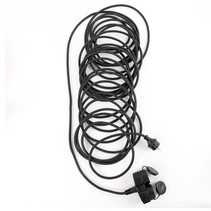 Prelungitor cu fisa si cupla dubla, 15 m, 3 x 1.5 mmp, IP44, negru, 16A, 230V, 3680W, negru