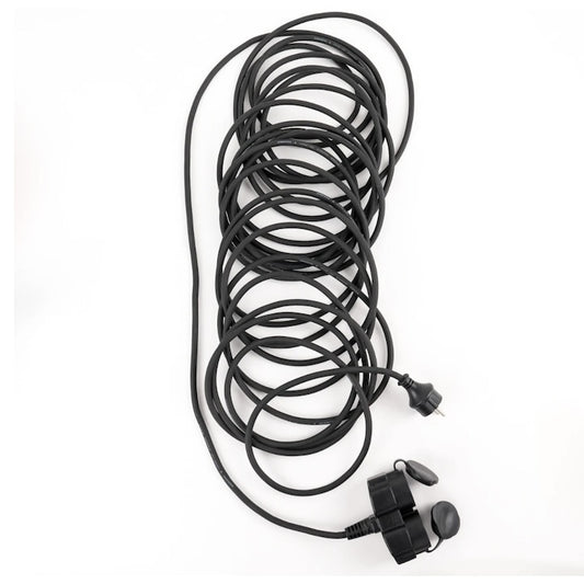 Prelungitor cu fisa si cupla dubla, 15 m, 3 x 1.5 mmp, IP44, negru, 16A, 230V, 3680W, negru