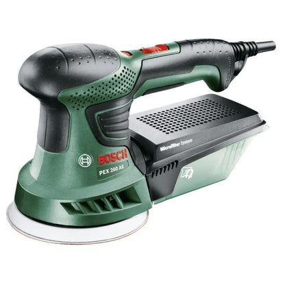 Slefuitor cu excentric, Bosch, 270 W, suprafete plate / curbate, din lemn, vopsite, lacuite si lustruite, precum si pentru gips, hartie abraziva, valiza din plastic, 24000 vibratii/ min, 230V