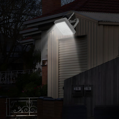 Proiector solar cu LED Hoff, 8W, 500lm, lumina rece, cu senzor de miscare, alb, IP65, exterior
