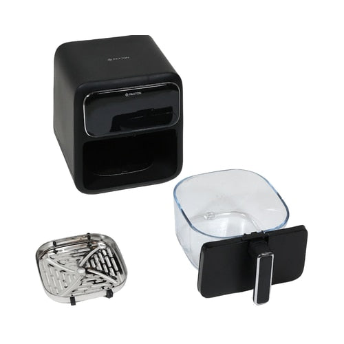 Friteuza cu aer cald, airfryer, Paxton, 1400 W, 4 litri, 8 programe, timer, afisaj digital tactil, termostat reglabil, interval temperatura de la 80 la 200 grade, negru, 5 kg, 1m