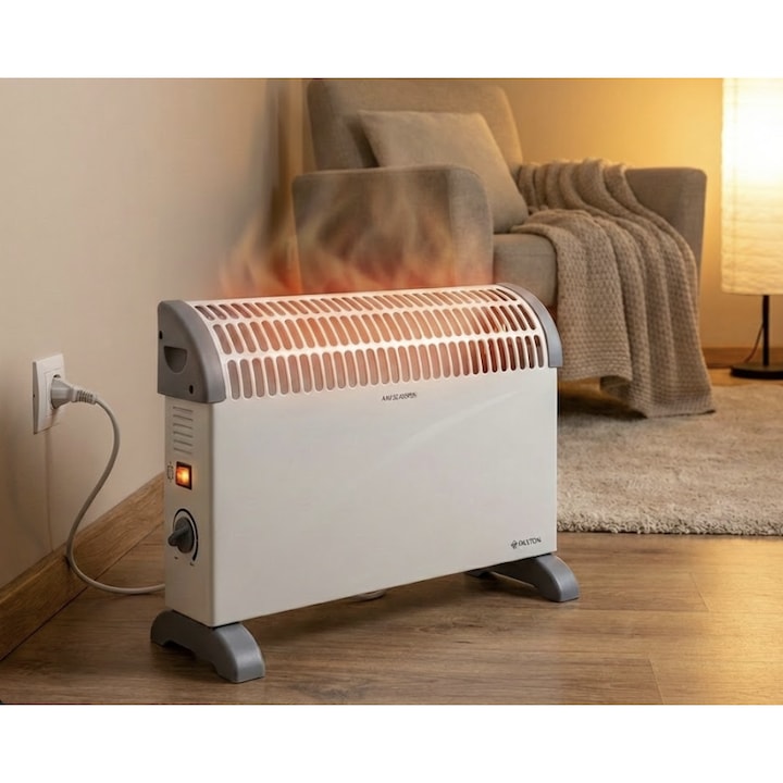 Convector electric, 2000 W, 3 trepte, termostat integrat, oprire automata, protectie supraincalzire, 535 x 385 x 196 mm