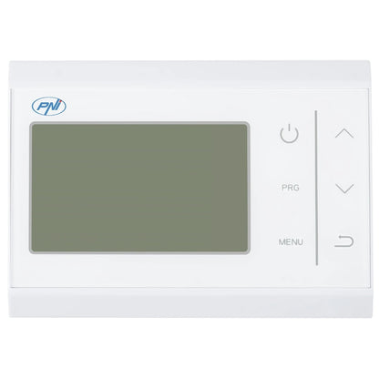 Termostat de ambient pentru centrala, wireless, fara fir, PNI, programabil, afisaj digital, protectie inghet, programare pe zile, IP30, alb, acuratete 0.1 grade, 2 x AAA, de la 5 - 35 grade