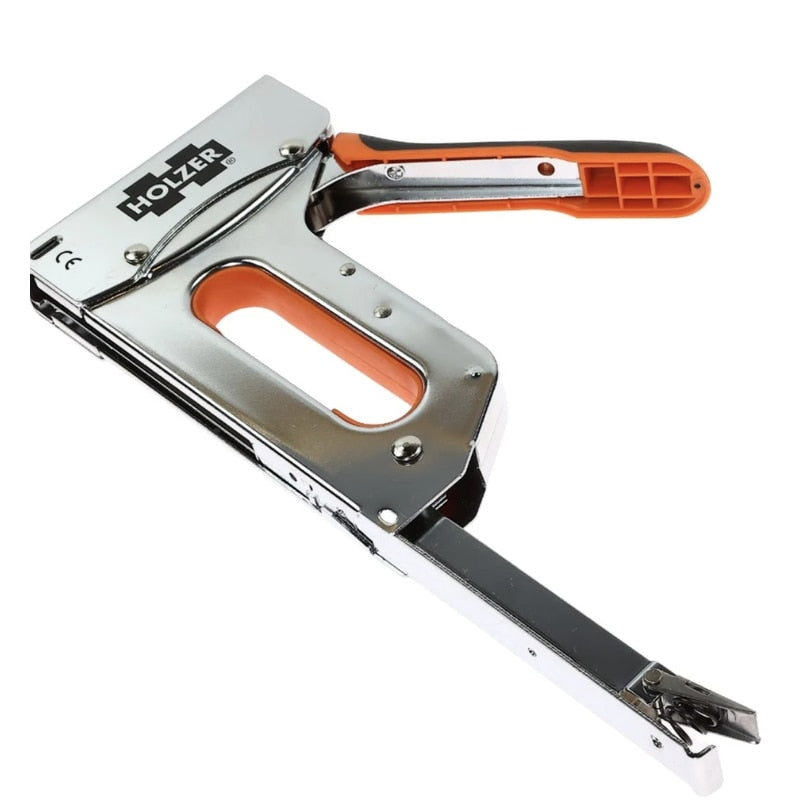 Capsator manual, Holzer, metal, 2 in 1, folosit pentru prinderea materialelor textile, folii, panouri subtiri sau alte aplicatii de fixare, robusta, rezistenta, 0.8 kg, manevrare usoara, capse, cuie