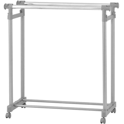 Suport haine Grandio cu 2 bare, metal și plastic, înălțime reglabilă 95.5-169 cm, negru, 90-139x42.5x95.5-169 cm