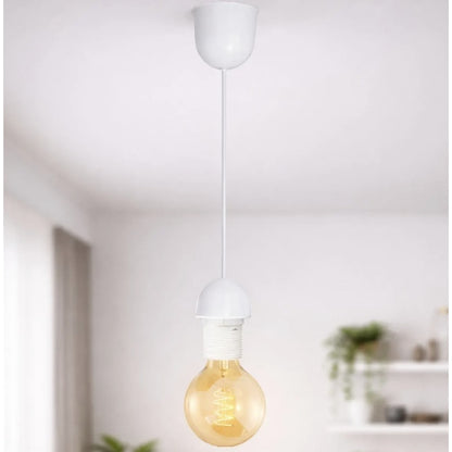 Suspensie Hoff, 1 x E27, alb, clasic, cupru + PVC, 60 W max, 110 - 240 V, inaltime intre 15 si 90 cm, 110 g, sursa neinclusa