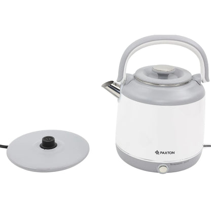 Fierbator apa electric, Paxton, 1800 W, 1.8 litri, baza rotativa de 360 grade, oprire automata, mentinere cald, maner ergonomic, marcaj nivel apa, indicator LED, alb gri, 1.2 kg, 25x19x29 cm, 230V