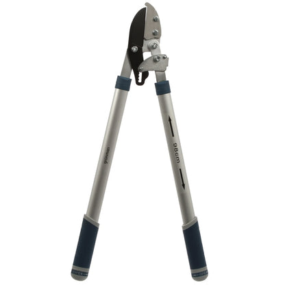 Foarfeca telescopica pentru crengi pomi, de gradina, universala, Grunman, lama otel, 67 x 28.5 x 2.5 cm, 1.5 kg, grosime crengi maxima 3.5 cm, maner aluminiu, cu coada