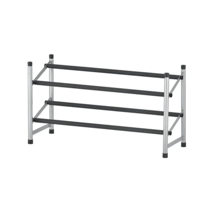 Suport pantofi extensibil Grandio Mob, 115.5 x 23 x 35.5 cm, 2 rafturi, suporta 10kg, necesita montaj, suruburi incluse, metal, gri si negru