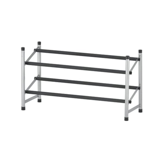 Suport pantofi extensibil Grandio Mob, 115.5 x 23 x 35.5 cm, 2 rafturi, suporta 10kg, necesita montaj, suruburi incluse, metal, gri si negru