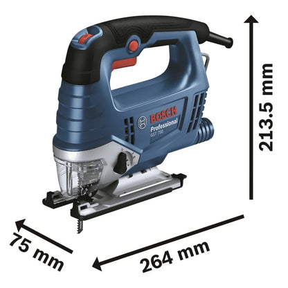 Fierastrau electric vertical, pendular, Bosch Profesional, 520 W, taiere lemn, metal, plastic, cu capac de protectie, capac de plastic, panza pentru fierastrau vertical, valiza din plastic, 87 dB