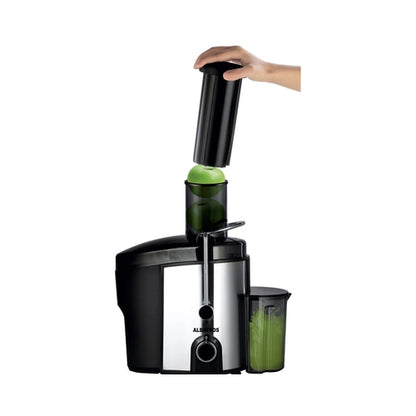 Storcator de fructe si legume Albatros 1000, 1000 W, 2 viteze, recipient pulpa 1.6 l, recipient suc 0.75 l, accesoriu impingere, negru cu argintiu