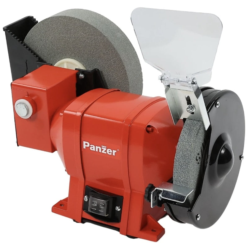 Polizor de banc Panzer, 250W, 2950rpm, 150mm, polizare uscata si umeda, scut de protectie pentru ochi, ideal pentru ascutirea cutitelor, daltilor si altor scule de taiere, 230V, ventilare racire