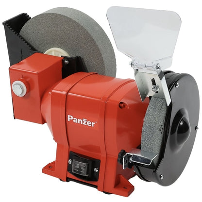 Polizor de banc Panzer, 250W, 2950rpm, 150mm, polizare uscata si umeda, scut de protectie pentru ochi, ideal pentru ascutirea cutitelor, daltilor si altor scule de taiere, 230V, ventilare racire