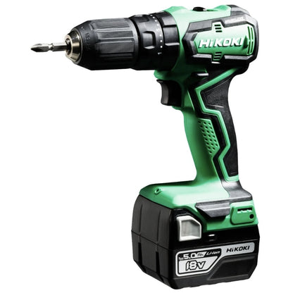 Masina de gaurit si insurubat, cu percutie, cu 2 acumulatori inclusi, profesional, 18 V, 5 Ah, Hikoki, 1700 rpm, mandrina rapida, motor fara perii, cu valiza, 1.4 kg, 2 trepte turatie, 2 cuplu