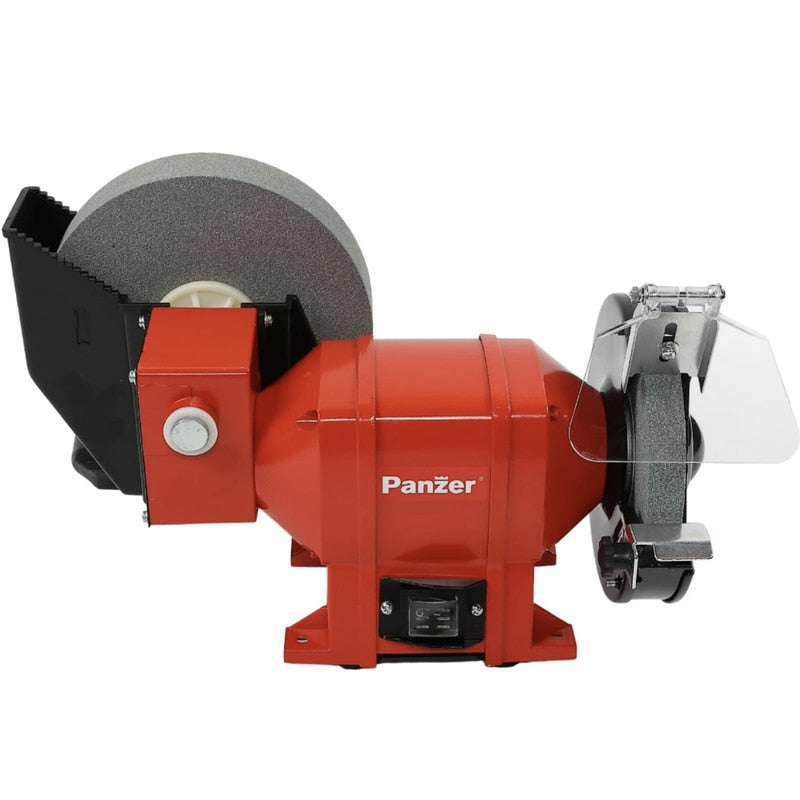 Polizor de banc Panzer, 250W, 2950rpm, 150mm, polizare uscata si umeda, scut de protectie pentru ochi, ideal pentru ascutirea cutitelor, daltilor si altor scule de taiere, 230V, ventilare racire
