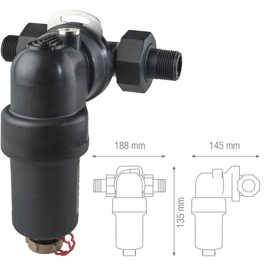 Filtru antimagnetita, ATLAS Filtri, centrala termica, filtrare apa, 3/4"-1", filet interior, pentru protejarea centralelor termice de particule, centrale termice 35 kW max, 3 Bar, 0.73 kg, curatare