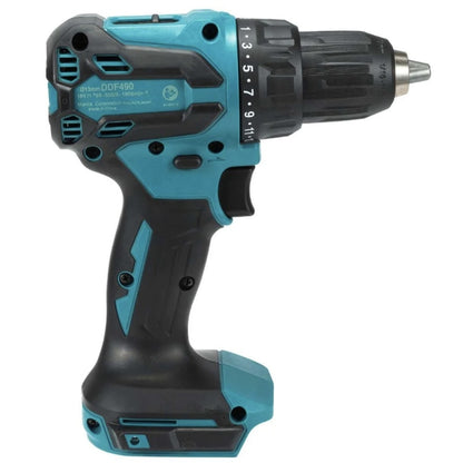 Masina de gaurit si insurubat, cu 2 acumulatori inclusi, 18 V, 2 Ah, Makita, 1900 rpm, mandrina rapida, motor fara perii, cu valiza si incarcator, suruburi 6mm maxim, 1.4 kg, stanga / dreapta, 65 Nm