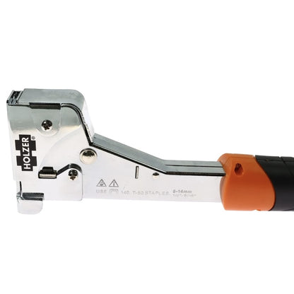 Capsator manual, Holzer, din metal, tip ciocan, Compatibilitate capse 6 - 14 mm, ofera stabilitate, pentru amenajari si constructii usoare, fixarea foliilor, izolatiilor, materialelor textile
