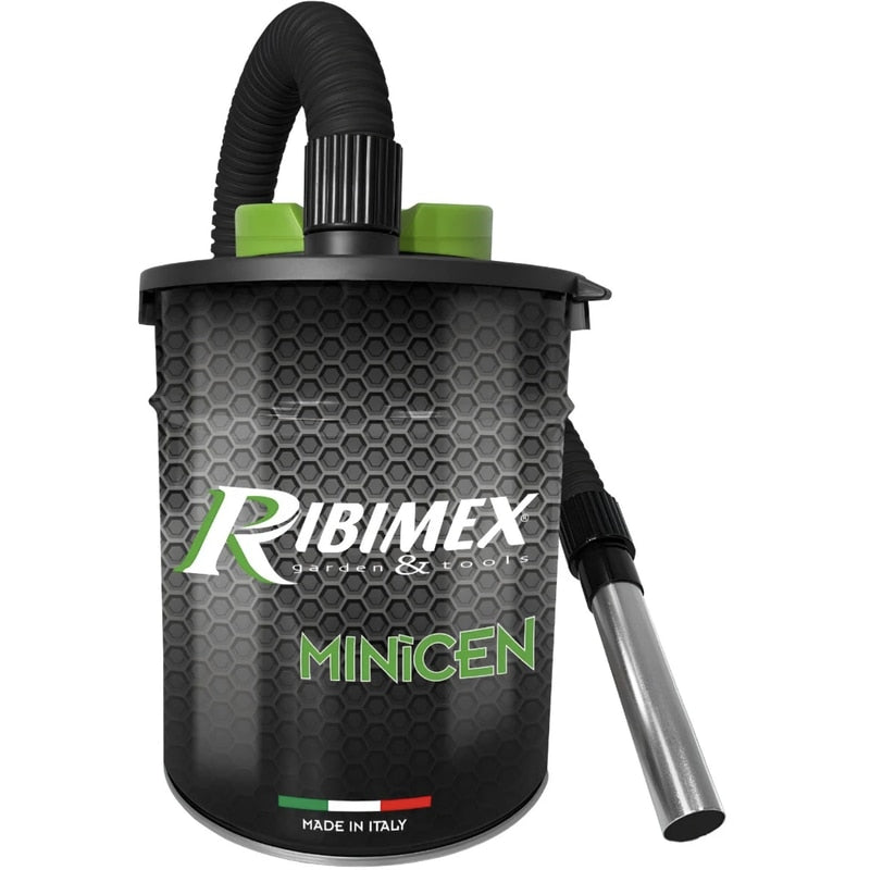 Aspirator cenusa, Ribimex, 10 l, 800 W, filtru HEPA, 230V, 17kPa putere aspirare, 1.5 m cablu, 27 l / sec, maner transport, tub metalic, negru si verde, 26 x 26.5 x 36.5 cm, 2.34 kg
