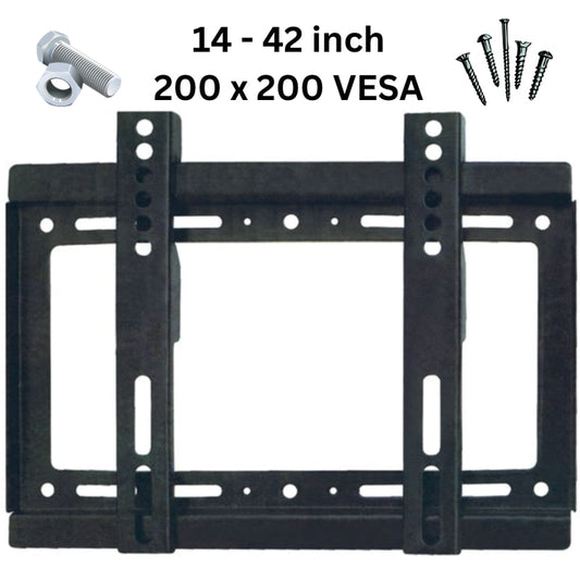 Suport de perete fix pentru televizor 14 – 42 inch, VESA pana la 200 × 200 mm, montare sigura si usoara, TV sau monitor in living, dormitor, birou sau bucatarie, pentru majoritatea modelelor, NETERRA