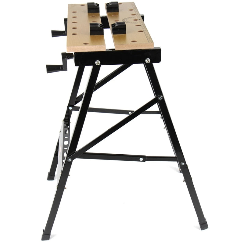 Banc de lucru Holzer, taiere, slefuire, polizare sau gaurire, suporta 150 kg, pentru operatiuni casnice, 60 x 62.5 x 75.5 cm, neasamblat, feroneria necesara inclusa, negru, metal