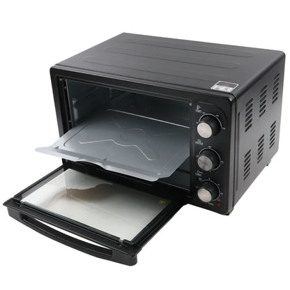 Cuptor electric Albatros, 28 litri, 1500 W, 4 programe, timer, functie Stay On, geam dublu, negru, model compact, 230 grade max, 6.2 kg, 230V, 31 x 48.5 x 37.5 cm, include gratar inox, tava