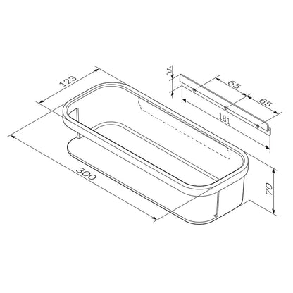 Etajera baie din metal si plastic AM.PM Func A8F53122, finisaj negru mat, un raft, 30 x 12.3 x 7 cm