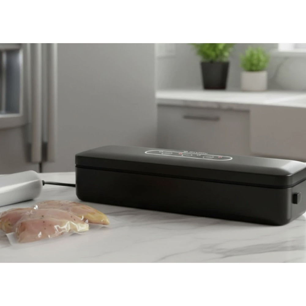 Aparat de vidat alimente Paxton, 80 W, 3 programe normal, soft, sigilare, negru, 0.8 kg, latime de lucru 30 cm, dimensiuni 37.6 x 9 x 5.8 cm, 230V