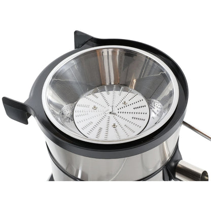 Storcator de fructe si legume, Paxton, 1000 W, 3 viteze, recipient pulpa 2 litri, recipient suc 1 litru, argintiu cu negru, otex inoxidabil, Element fixare capac, perie inclusa, 1 m, 230 V, 3.6 kg