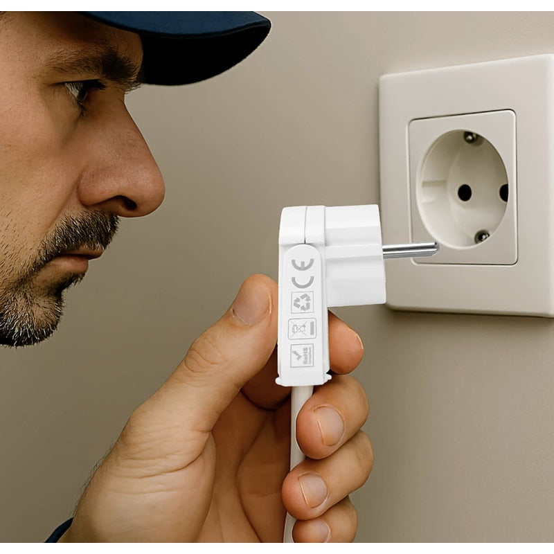 Fisa plata cu inel, Hepol, contact de protectie, 16A, alb, 230V, cu impamantare, pentru cablu de 0.5, 0.75, 1, 1.5, 2.5