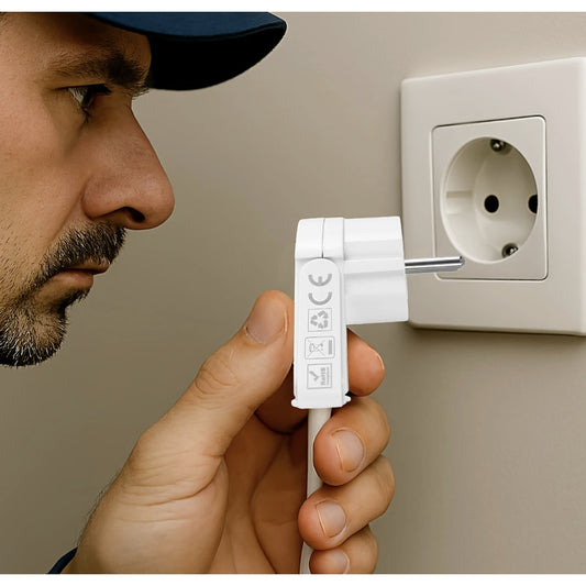 Fisa plata cu inel, Hepol, contact de protectie, 16A, alb, 230V, cu impamantare, pentru cablu de 0.5, 0.75, 1, 1.5, 2.5