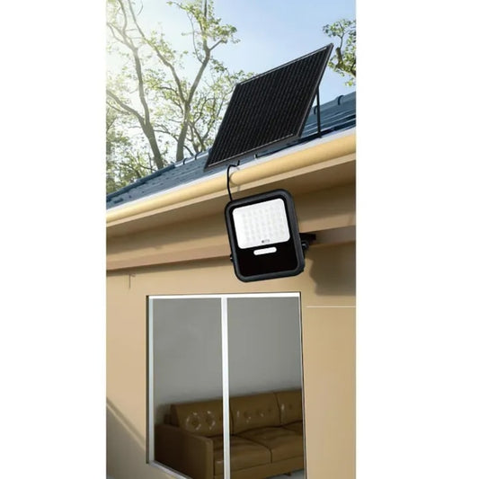 Hoff Proiector solar cu LED, 15 W, lumina rece, cu telecomanda, negru, IP65, exterior