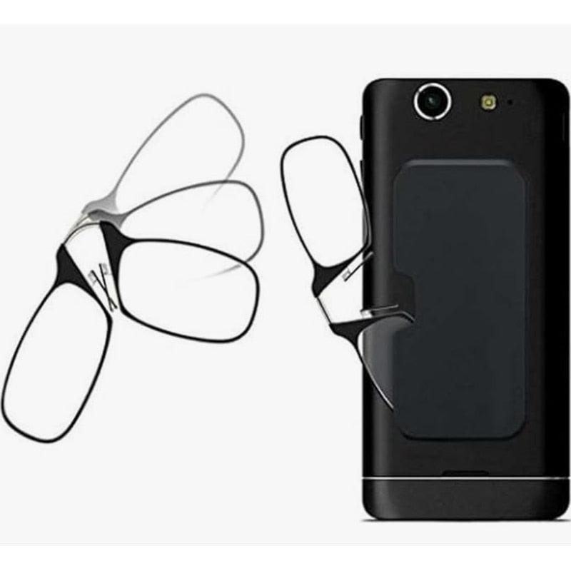 Ochelarii de citit fara brate / rame, solutie moderna, compacta, portabili, citit rapid oriunde te afli, fixare direct pe nas, negru, lipit pe spatele telefonului, calitate superioara, brand NETERRA