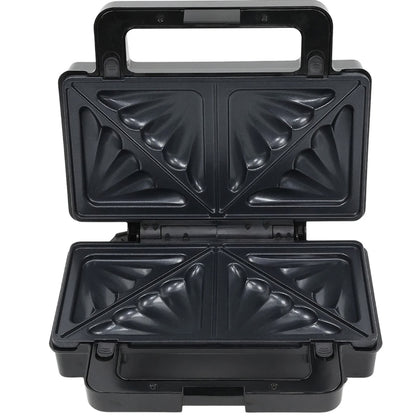 Sandwich maker, Paxton, 1000W, 4 in 1, grill, gofre, sandwich, indicatoare luminoase, carlig de inchidere, depozitare verticala, dimensiune placi de lucru, argintiu negru, antiaderent, 28.5 x 15.3 cm