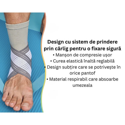 Orteza reglabila pentru glezna piciorului, pentru sustinerea si stabilizarea articulatiei in timpul activitatilor sportive sau utilizarii zilnice, compresie ajustabila, pentru entorse, suprasolicitare, instabilitate sau tendinita, NETERRA