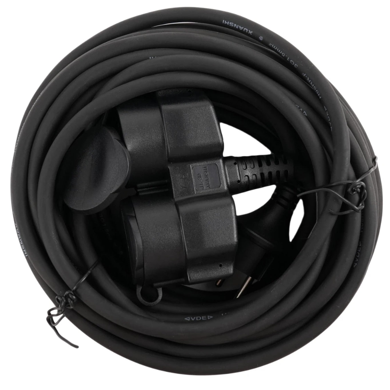 Prelungitor cu fisa si cupla dubla, 15 m, 3 x 1.5 mmp, IP44, negru, 16A, 230V, 3680W, negru