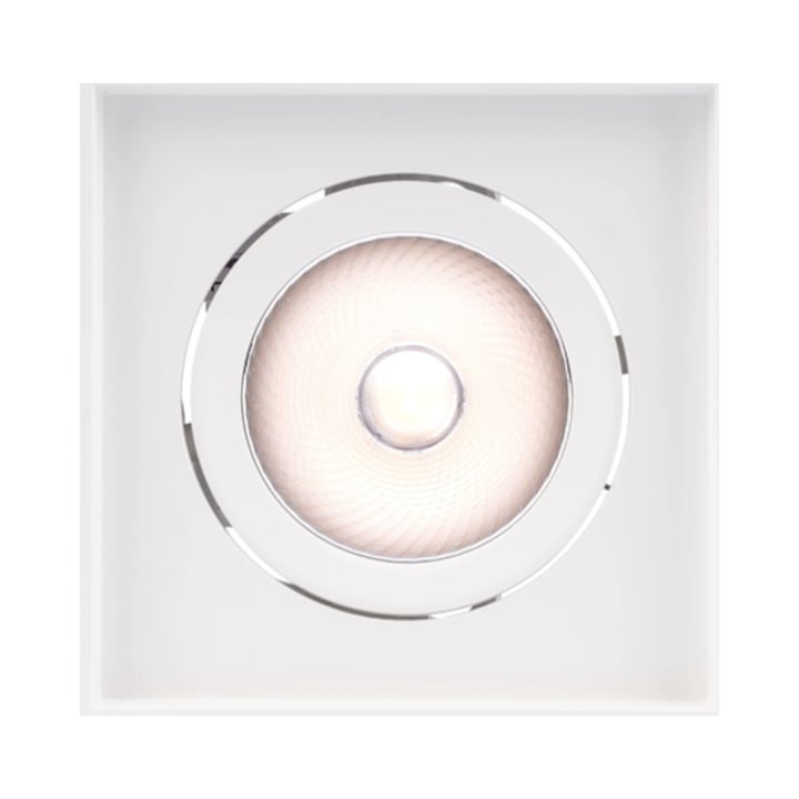 Spot LED aparent, 10 W, 1270 lm, lumina neutra, orientabil, alb mat, 220V, 11.1 cm inaltime, patrat