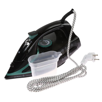 Fier de calcat, Paxton, 3050 W, talpa ceramica, 0.35 litri, 45 g/min, anti-picurare, anti-calcar, auto-curatare, Termostat reglabil, oprire automata, negru + turcoaz, cablu 1.9 m, 1.4 kg