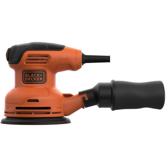 Slefuitor cu excentric, Black Decker, 125 mm, 230 W, 14000 rpm, indepartare rapida, slefuire hartie 125 mm, 1kg, finisaj calitativ, usor de folosit, anti zgarieturi, sac colectare praf inclus, 230V