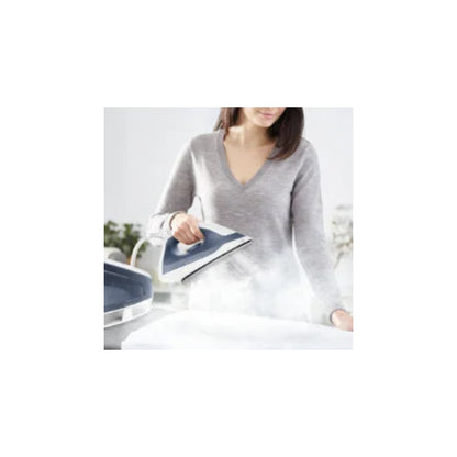 Statie de calcat Tefal Express Optimal, 2200 W, 1.2 litri, jet de abur 190 g/min, talpa Xpress Glide, jet de abur vertical, presiune 5 bar, oprire automata, functie anticalcar, alb albastru