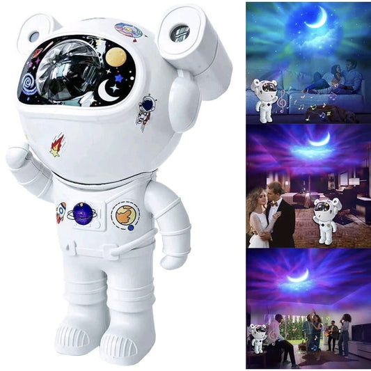 Proiectorul tip astronaut cu efect galaxie si stele, cadou pentru copii, Bluetooth, muzica, ideal pentru dormitor, atmosfera ambientala, reglabil 360, telecomanda, alimentare USB