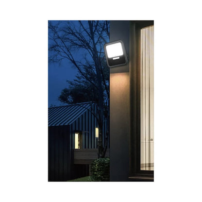 Proiector solar LED Hoff, 15 W, lumina rece, negru, cu telecomanda, IP65, exterior, 30.000 ore autonomie, 12 ore de functionare continua