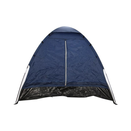Cort camping 2 persoane, poliester, 200 x 140 x 100 cm, iesiri in weekend, albastru si alb, 1.3 kg