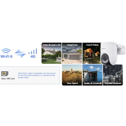 Camera de supraveghere smart, inteligenta EZVIZ, IP 65, cu panou solar 5 W, 4MP, 2K, Pan Tilt, microfon, difuzor, alb, interior, exterior, -20 la 50 grade