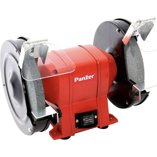 Polizor de banc Panzer, 350 W, 2950 rpm, 200mm diametru disc, protectii incluse viziera si aparatoare pentru scantei, 230V