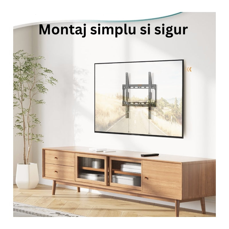Suport de perete fix pentru televizor 14 – 42 inch, VESA pana la 200 × 200 mm, montare sigura si usoara, TV sau monitor in living, dormitor, birou sau bucatarie, pentru majoritatea modelelor, NETERRA
