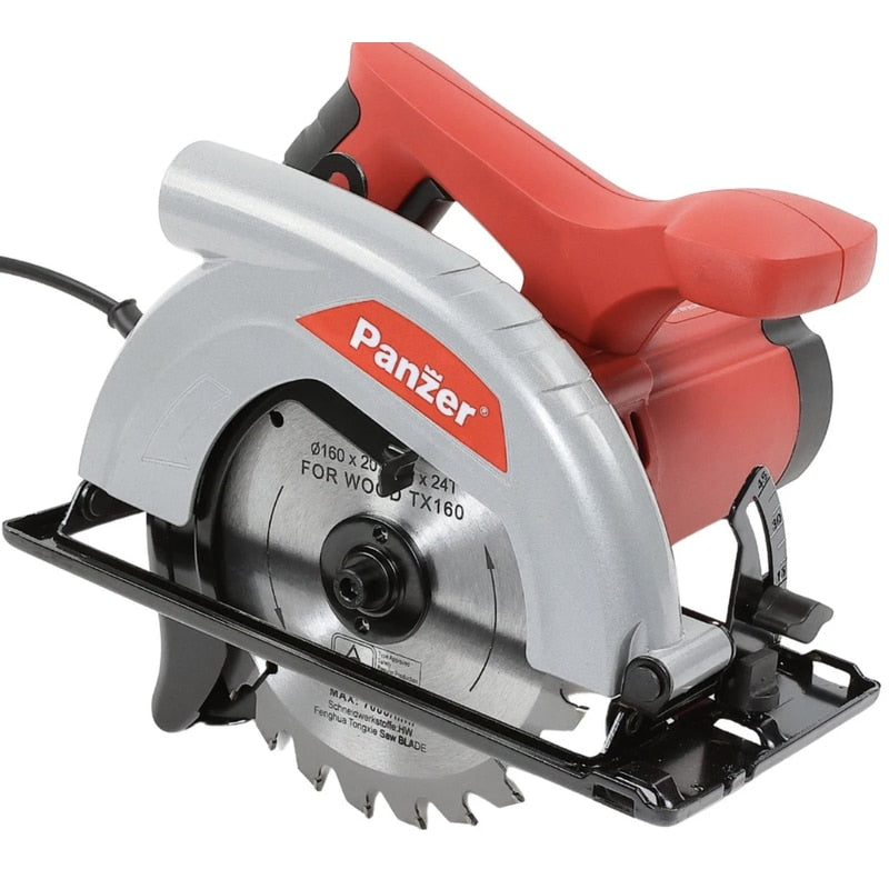Fierastrau circular Panzer, 1200 W, 4800 rpm, diametrul 16 cm, taiere lemn, taiere la 0 sau 45 de grade, 24 dinti, 3.2 kg, cu aparatoare, 101.19 db, 230V