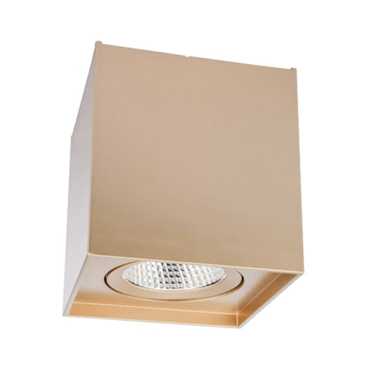 Spot LED aparent, 10 W, 1270 lm, lumina neutra, 4000K, orientabil, auriu mat, 220V, 11.1 cm inaltime, patrat