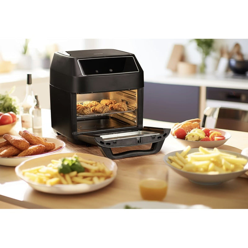 Friteuza cu aer cald NETERRA, 9 in 1, air fryer multifunctional gatit rapid, sanatos, aer fierbinte, 1800 W, 12 l, carne, legumelor, pizza, snackuri si deserturi, 9 functii gatire, 36 x 33 x 35 cm
